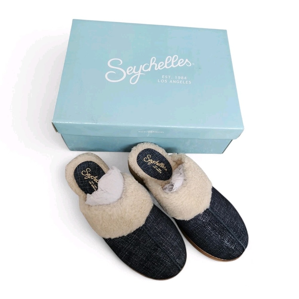 Seychelles Steady Denim Platform Mule Navy Suede Size 6.5 NIB